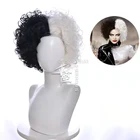 Фильм Круэлла де Виль Эмма камень Круэлла черный, белый цвет волос кудрявый парик Косплэй костюм синтетический термостойкий парик волос Для женщин вечерние парики