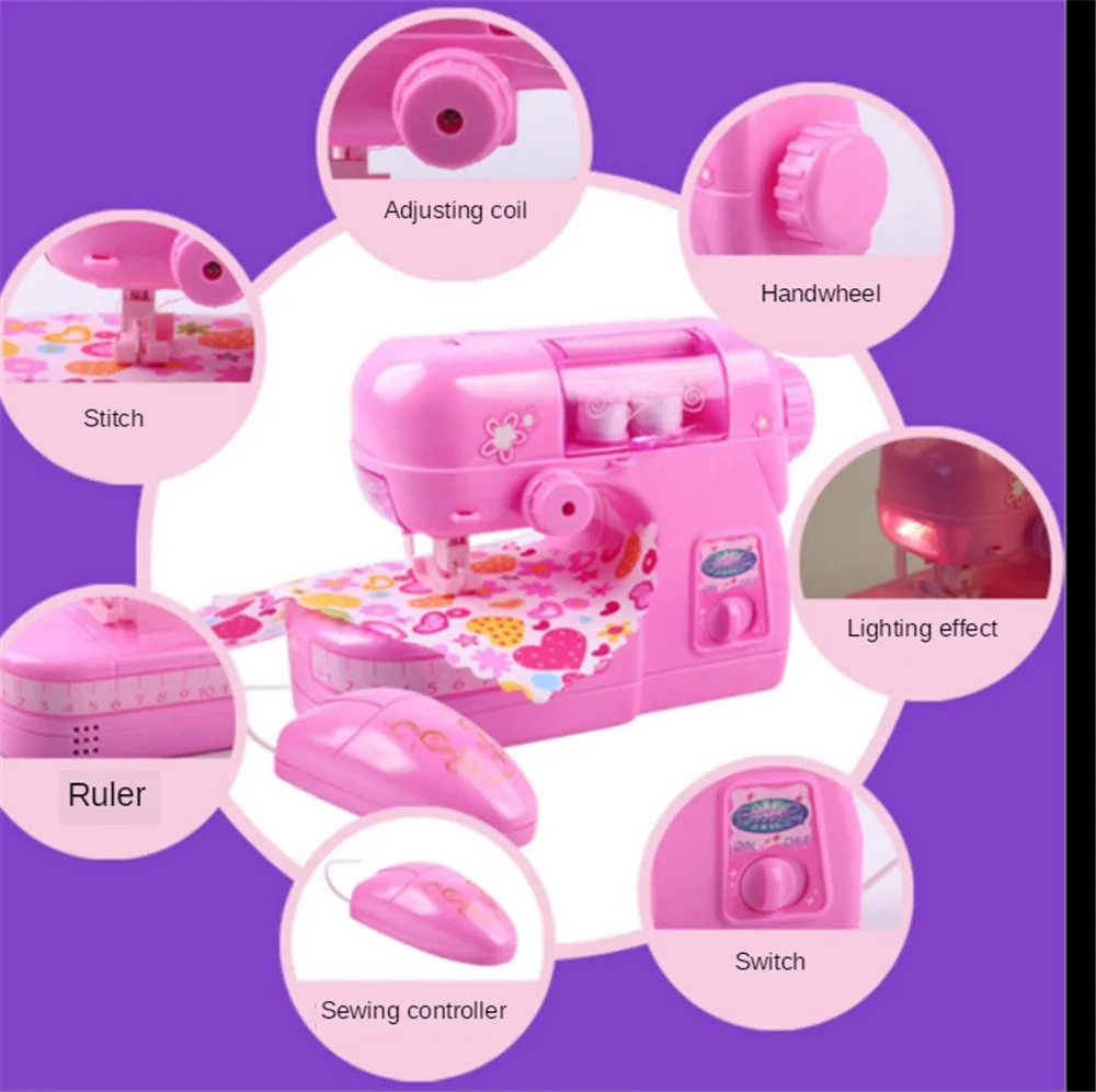 Sewing Machine Electric Household Appliances Mini Doll Cloth Children Pretend Play Educational Furnriture Toys | Игрушки и хобби