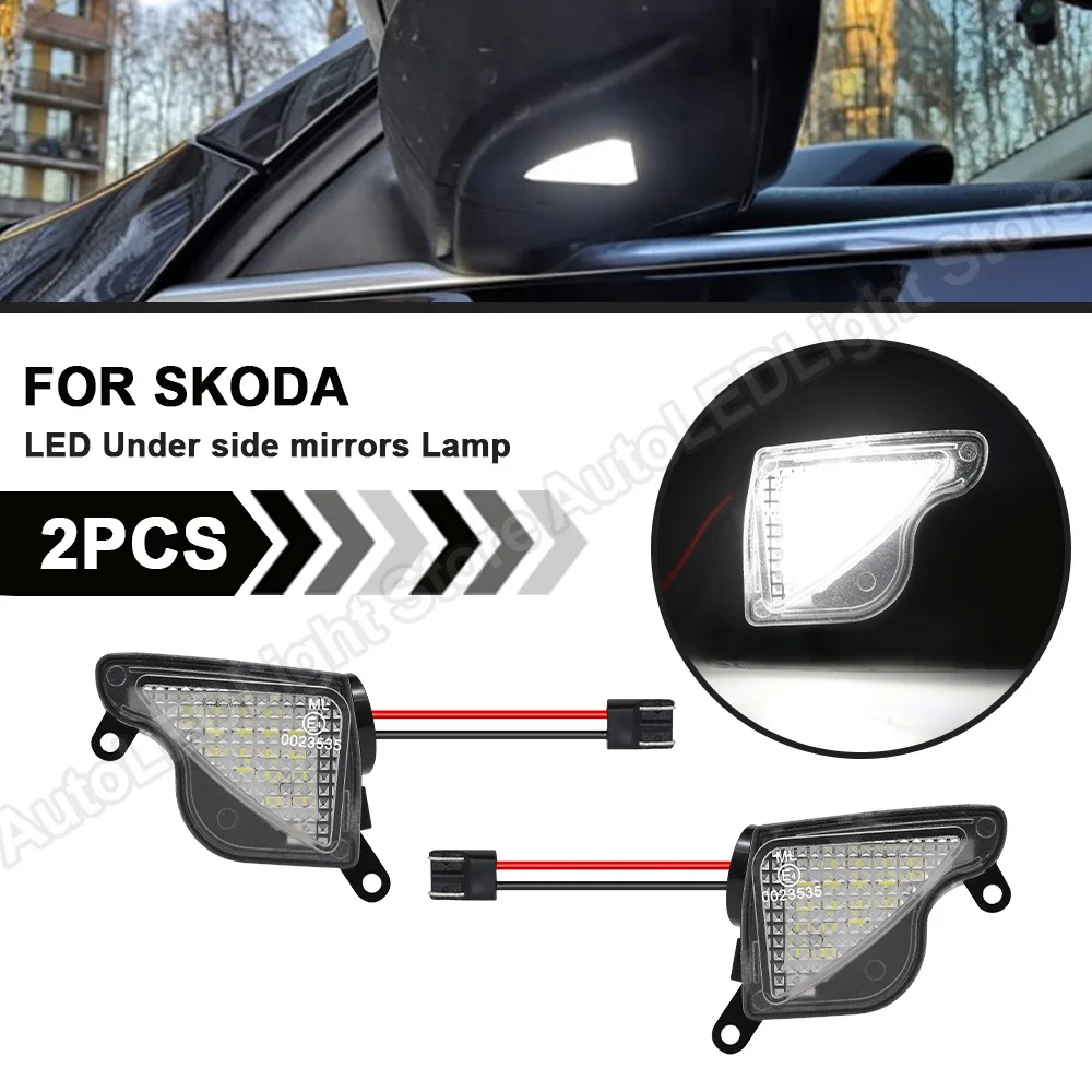 

2Pcs LED Under Mirror Lamp Puddle Light For Skoda Superb 2 3 2008.04-2013 Superb 2 5 Octavia 2 2009-2013 Octavia 3 2013-2017