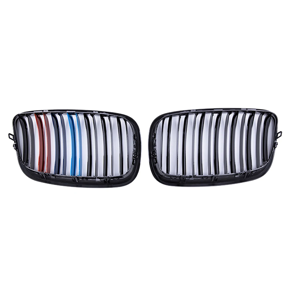 fender car part 2PCS Car Front Bumper Grille Cover Trim For BMW X5 X6 E70 E71 2008-2013 M-Color Kidney Grilles Dual Slat Style Replacement Grill avs bug deflector