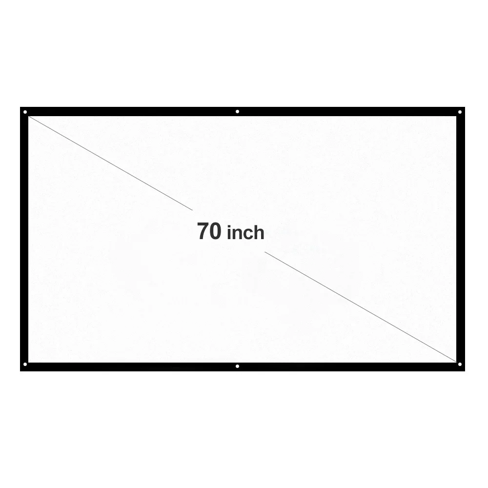 Портативный проектор H70 экран диагональю 70 дюймов HD 16:9 белый Dacron складной