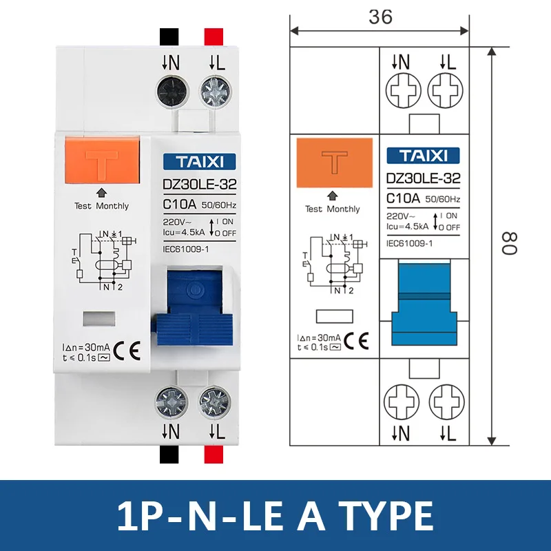TAIXI TPNL DPN DPNL DZ30 MCB мини автоматический выключатель 1P + N полюс AC 220 В 6A 10A 16A 20A 32A