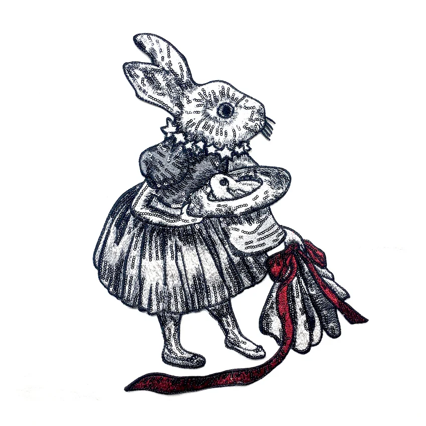 1 шт. большой Размеры Банни пошив на Вышивка Патчи для одежды Бесплатная доставка