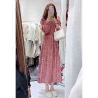 2022 corduroy floral dresses kawaii sweet rose flower tunics korean fashion women long skirt harajuku elegant oversized clothing