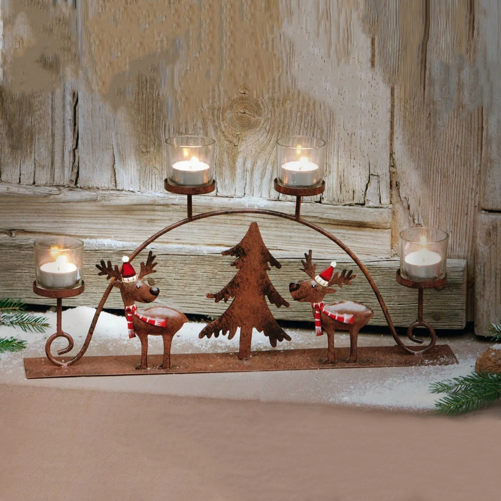 Рождественский подсвечник держатель Стеклянный металлический романтическое