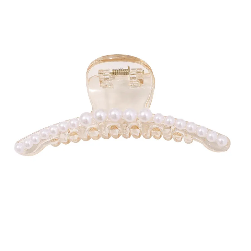 

Pearl Barrettes Head Grip French Retro Clip Headdress Large Hair Claw South Korea Elegant Graceful Shark Clip