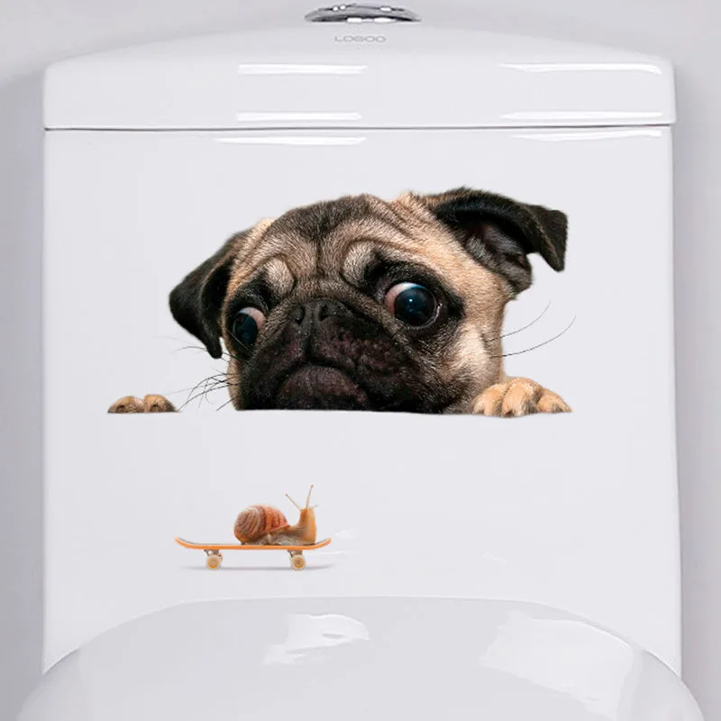 

Забавная наклейка с собакой, наклейка на стену, домашний декор, наклейка на туалет с собакой для ванной комнаты, наклейка на холодильник, дом...