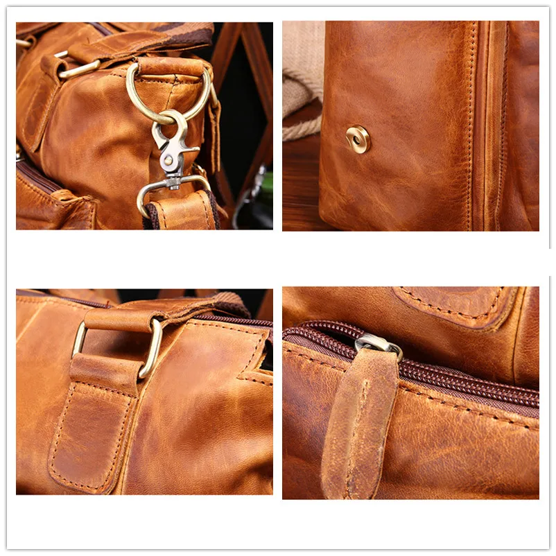 Винтажная кожаная мужская сумка Crazy Horse вертикальная сумка-мессенджер через