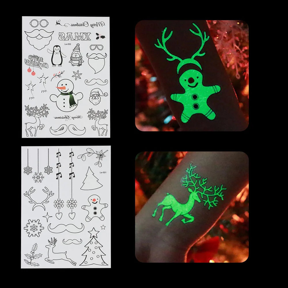 Светящаяся Татуировка светится в темноте блеск Рождество тату вспышка