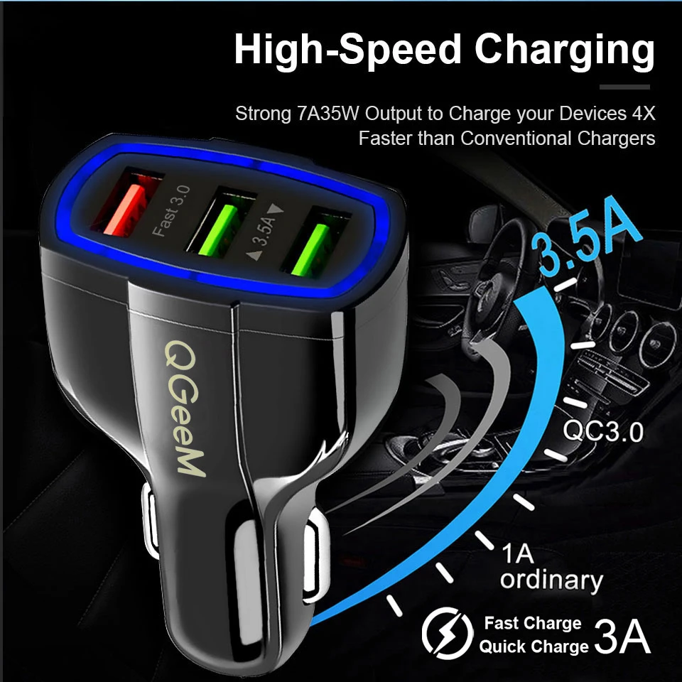 QGEEM QC 3 0 USB Автомобильное зарядное устройство Быстрая зарядка порта быстрое для