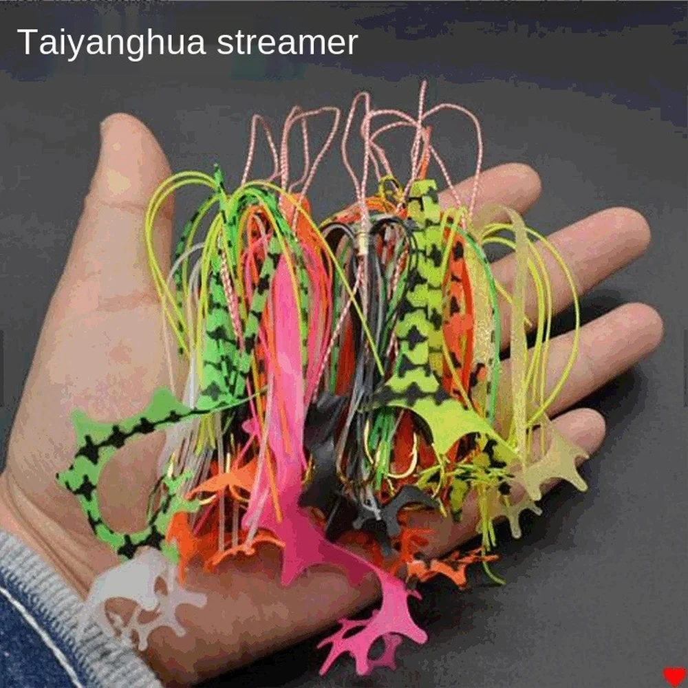 

10/20/30/40/50pcs Jigging Madai Hooks Strong Tai Rubbers Silicone Filaments Ribbons Different Colors Slider Jigs Tails Sinker