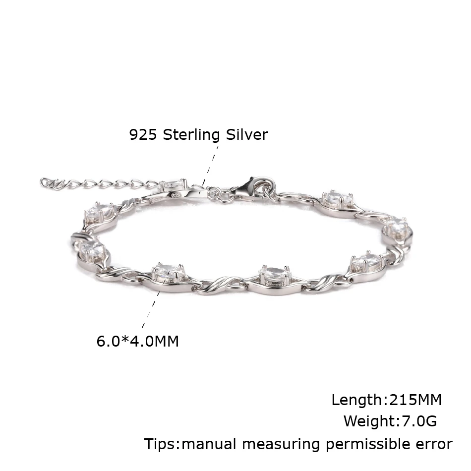 

925 Sterling Silver Infinity Bracelet For Women Love Eternity Clear Cubic Zirconia Anniversary Gifts Delicate Fine Jewelry