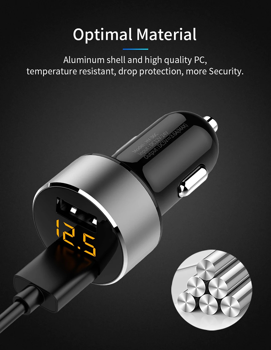 KSTUCNE 18 Вт USB Автомобильное зарядное устройство для iPhone Xiaomi с двумя портами автомобильное зарядное устройство USB 3.6A быстрая зарядка автомобильное зарядное устройство для мобильного телефона