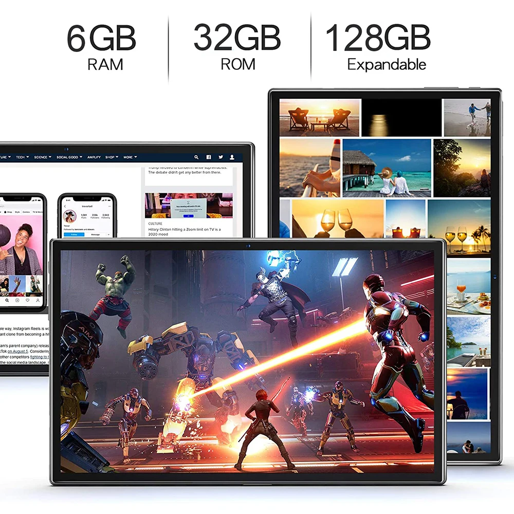 Newest 10 inch Android 10.0 Tablet PC IPS HD Screen Multi-Touch Octa Core 6GB+32GB Dual Camera Bluetooth WiFi GPS 10.1