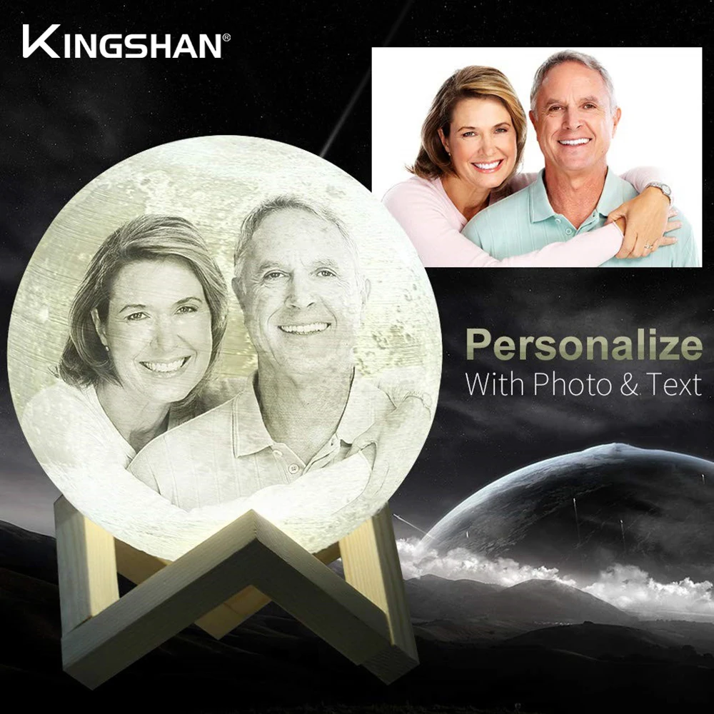 3d лампа с лунным принтом перезаряжаемый ночник сенсорным/дистанционным