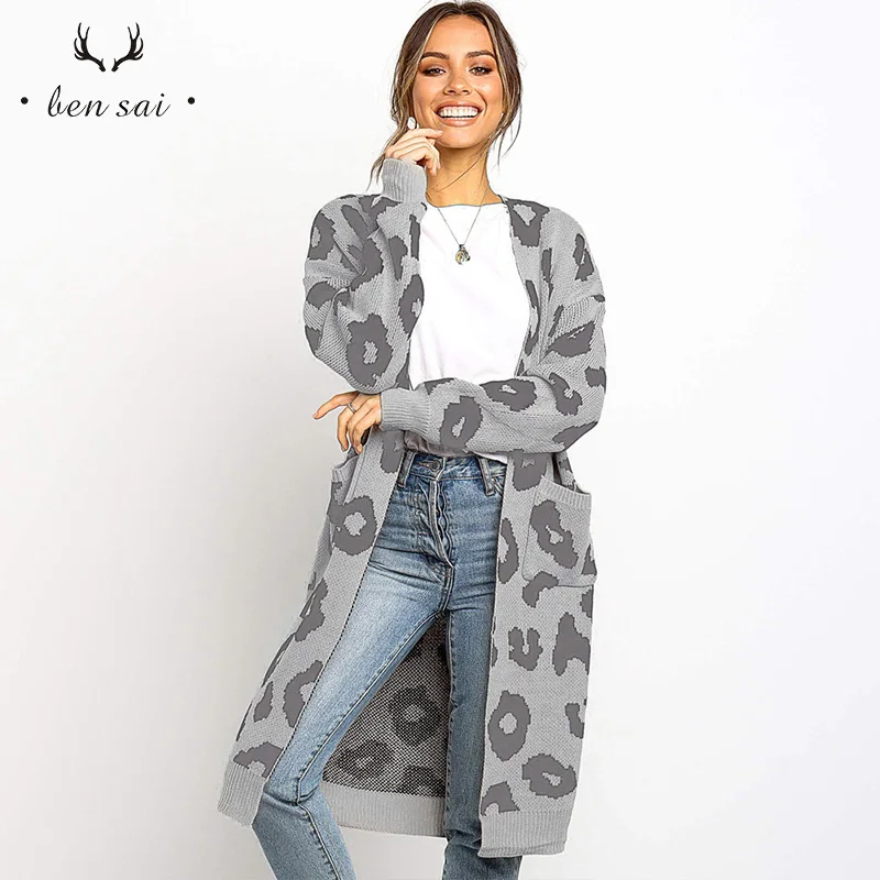 Женский модный вязаный кардиган Дамский Повседневный свитер с цветочным узором