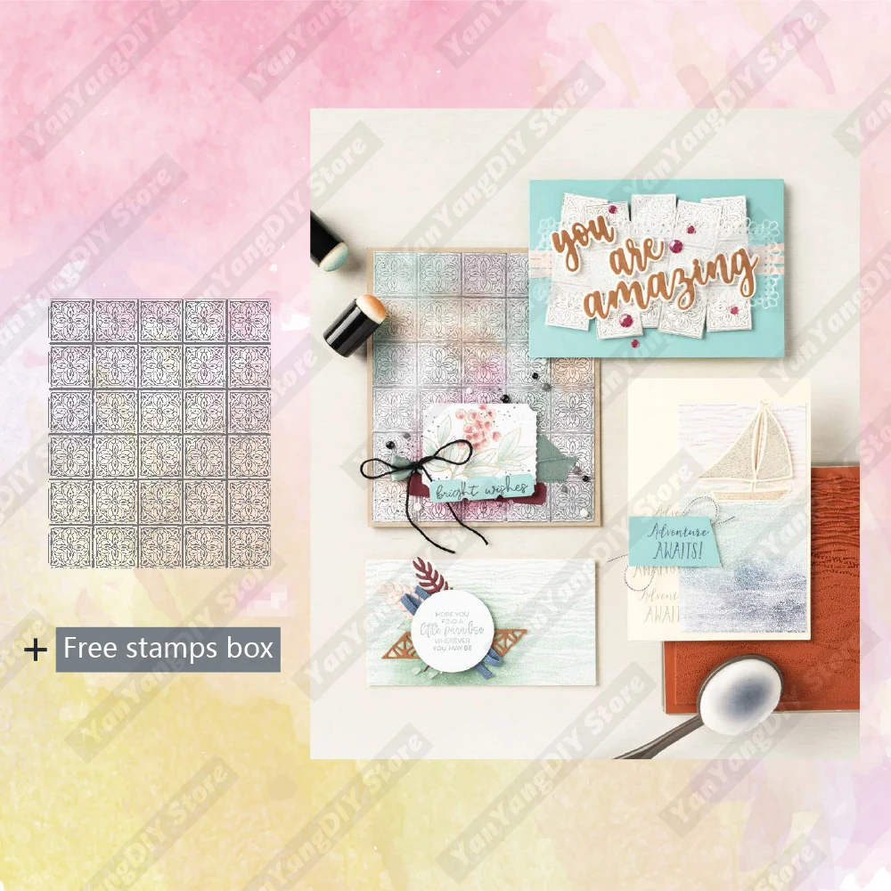 

Rectangular Pattern Clear Stamps No Cutting Dies For Diy Stamps Scrapbook Embossed Paper Card Photo Album Decoration Stamps