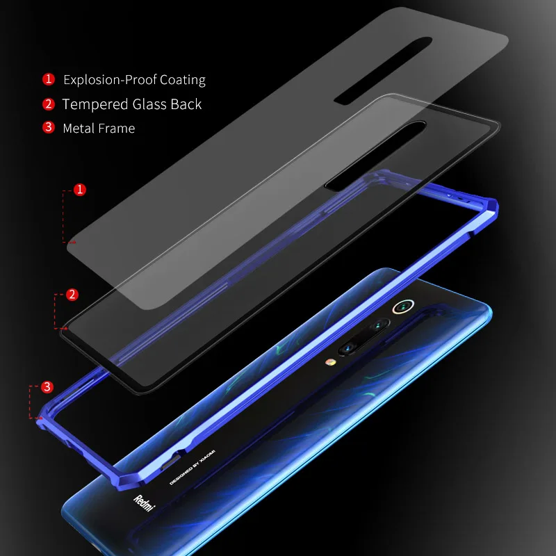 For Xiaomi mi 9T Redmi K20 Pro Case Cover Luxury Aluminum Metal Frame Hard Clear Tempered Glass mi9t Capa |