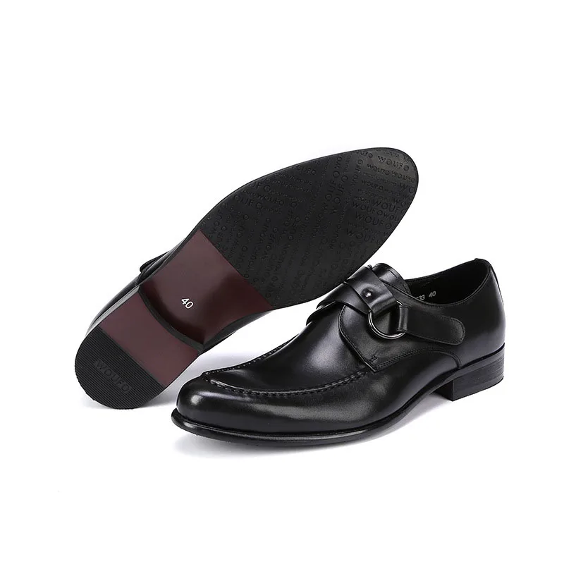 

Mens Formal Shoes Genuine Leather Buckle Decorative Business Dress Shoes Men Slip-On Oxfords Weddinng Party Shoes Men B94