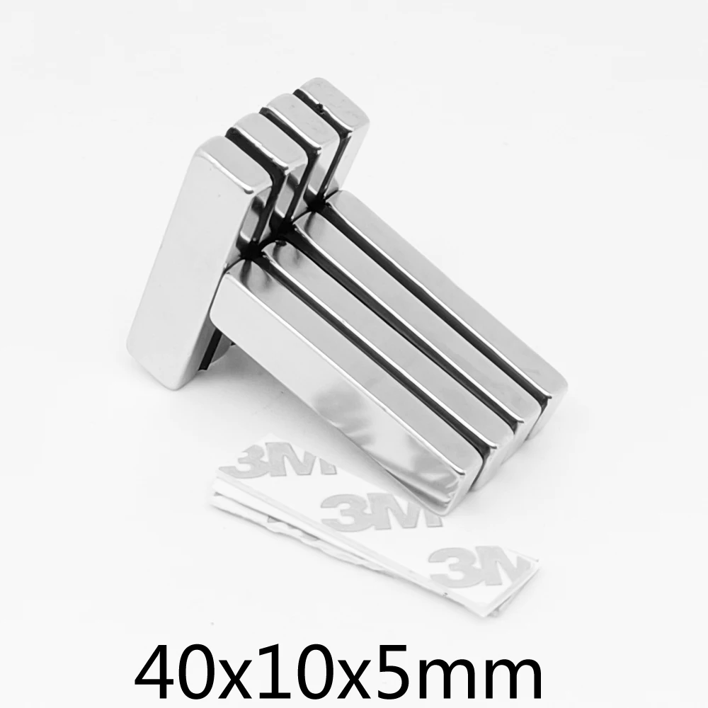 

2/5/10/15/20PCS 40x10x5mm Block Strong Rare Earth Magnet With 3M Tape 40*10*5 Rectangular Neodymium Magnet Sheet 40x10x5 40*10*5
