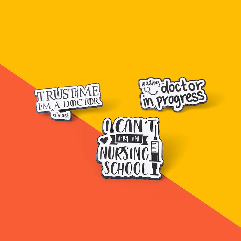 

Custom Medical Stethoscope Enamel Pin Hospital Brooch Fun Dialogue Lapel Badge Cartoon Jewelry Gift For Kid Doctor Nurse Friend