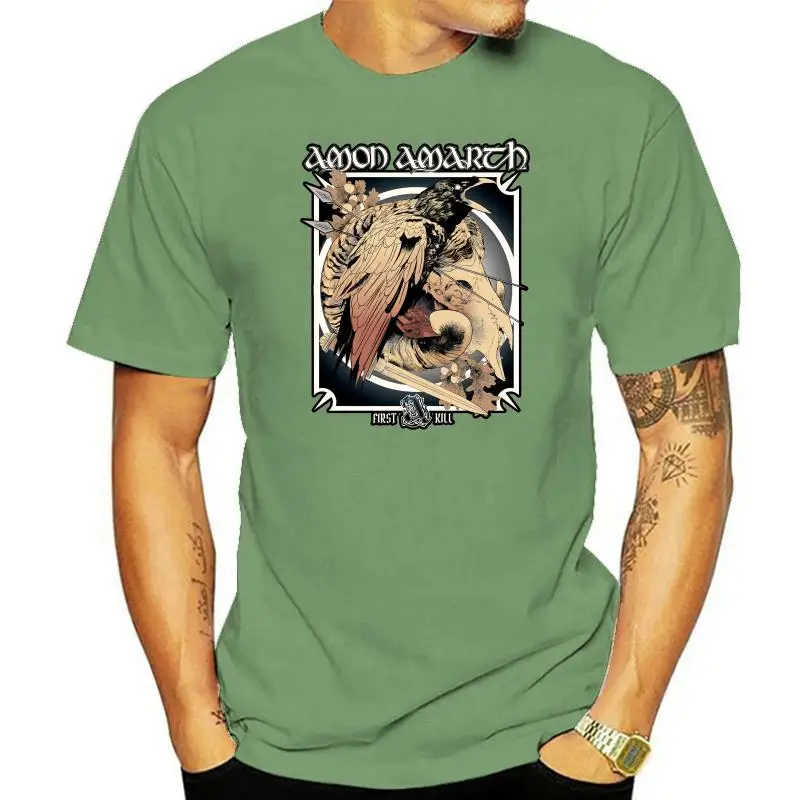 

Мужская черная футболка Amon Amarth с надписью Death футболка с логотипом метал-группы, футболка Vikings First Kill, праздничная футболка