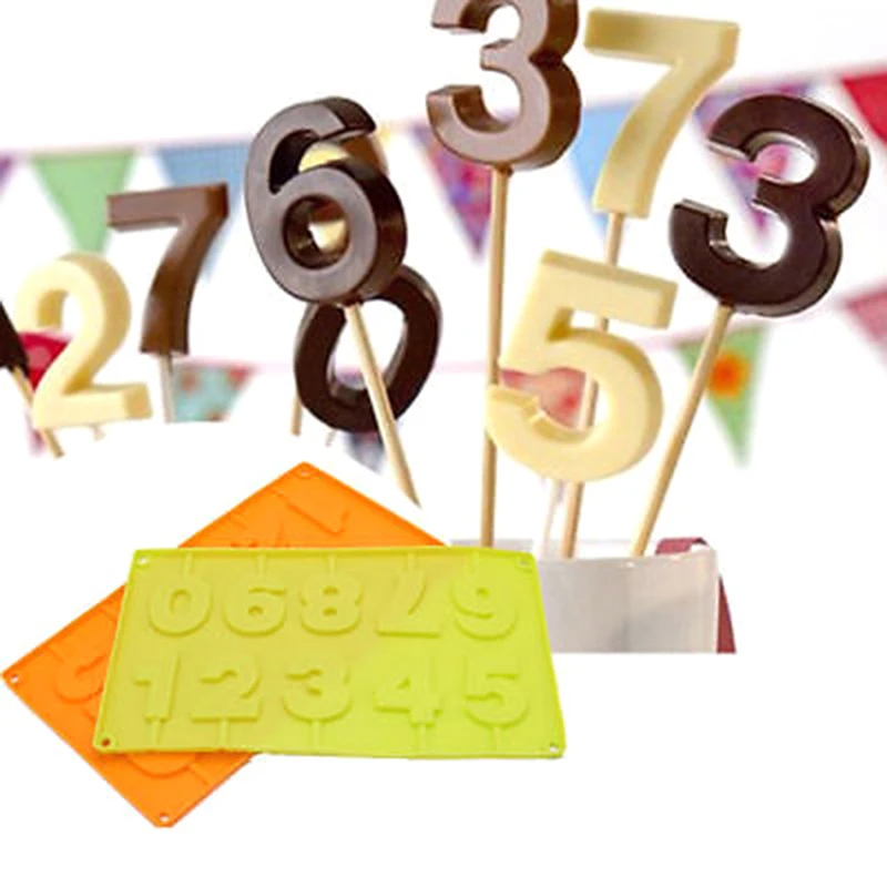 1 шт. силиконовая форма для леденцов 0 ~ 9 цифр антипригарная помадка инструменты