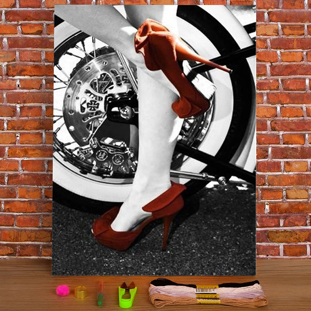 Женская красно-черная ткань с принтом 11CT Вышивка крестом DIY DMC нити вязание