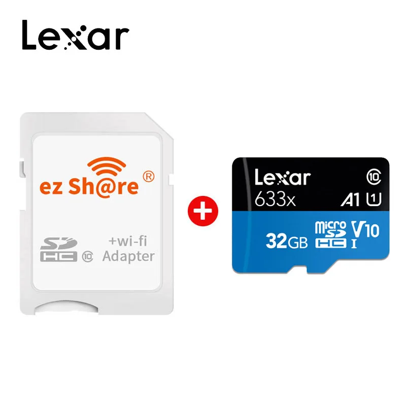 Ezshare беспроводная WIFI SD карта + Lexar Micro 128 ГБ 32 класс 10 64 Гб 256 TF памяти MicroSD адаптер |
