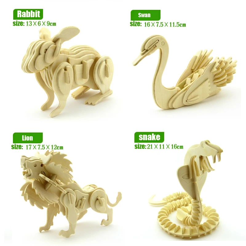 1 шт. DIY динозавр пазл животные деревянные игрушки 3D размерная модель собранная