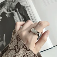 fashion exquisite ring ins female retro simple square smooth open ring personality trend jewelry ring jewelry gift