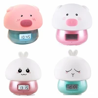 rabbit night light for children cute bunny bedroom led toy cartoon piggy night lights with clock and recording childrens gifts