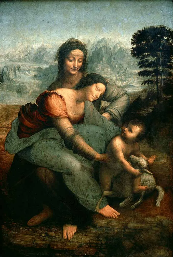THE VIRGIN AND CHILD WITH SAINT ANNE 1513 г. Леонардо да Винчи художественные принты на холсте для
