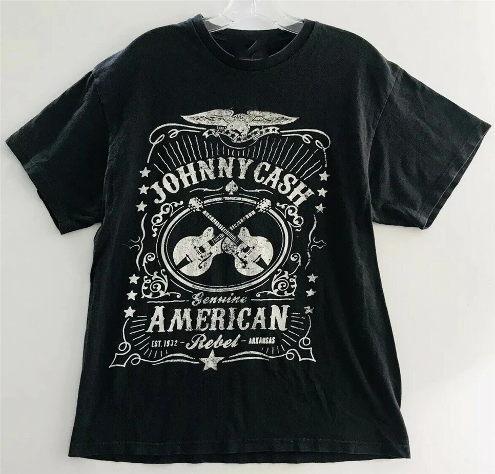 Джонни Кэша черный с короткими рукавами футболка рисунком одежда