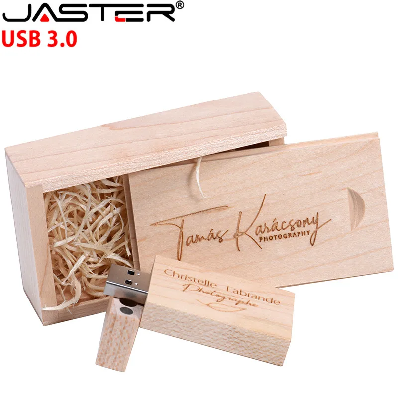 JASTER USB 3 0 клен квадратный деревянный usb + push pull box флеш накопитель 4 ГБ 8 16 32 64 Гб