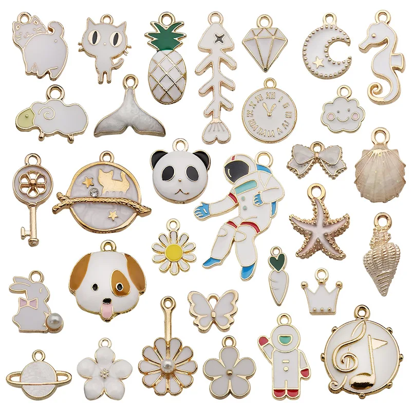 31Pcs Forest Sea Alloy Enamel Charms Set Multiple Mix Pendants for DIY Earring Bracelet Jewelry Making Handmade Accessories