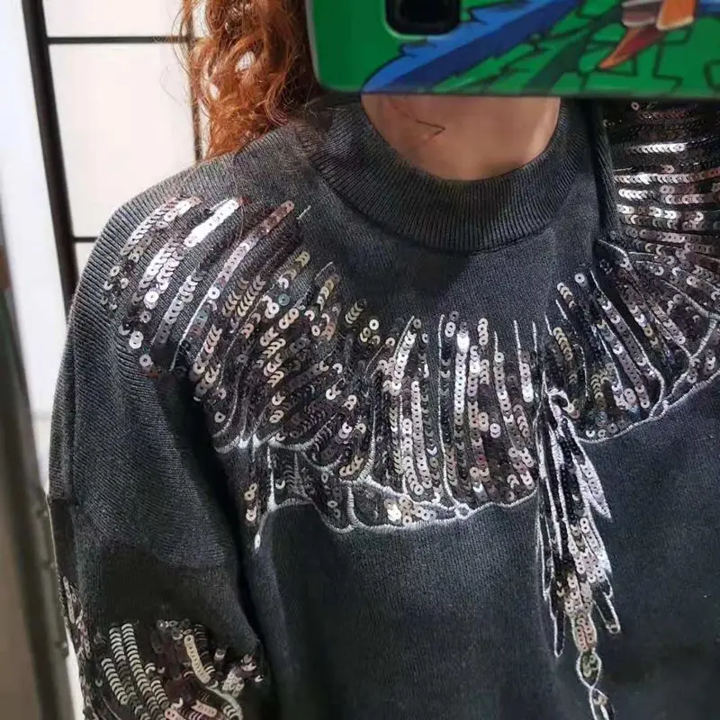 GIGOGOU/Роскошный вязаный женский свитер с блестками Спортивные костюмы Пуловер
