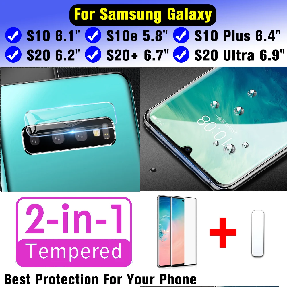 2в1 Защитное стекло для samsung galaxy s10 plus защита экрана s10plus s 10e 10 10s s20 + Ультра с