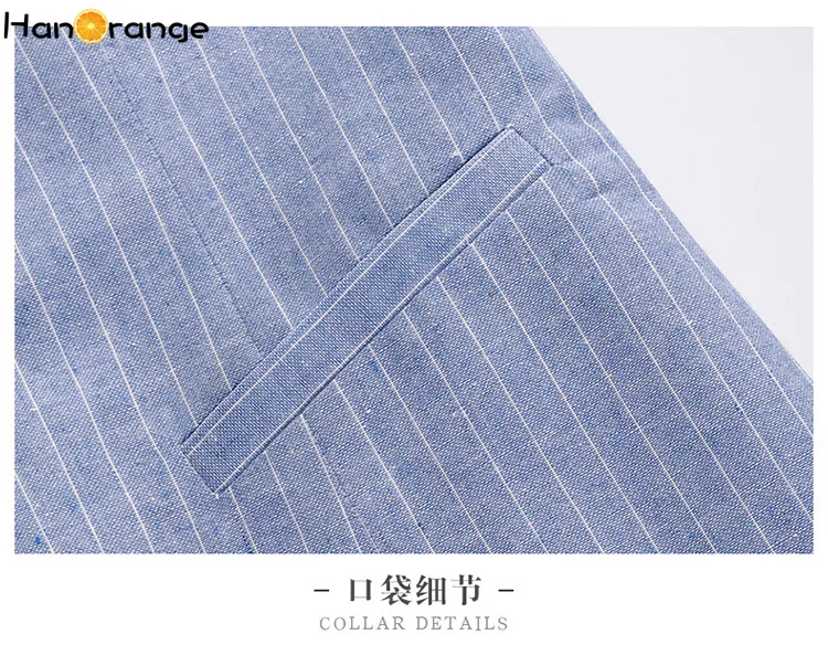 Женский полосатый блейзер из хлопка и льна куртка с рукавом 3/4 одной пуговицей