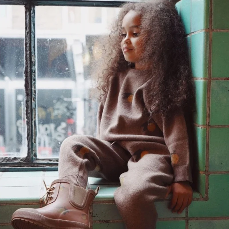 

New Autum Winter Boys Girls Sweater For Boy Sweater Children's Set KS kids Winter Clothes Woolen Jersey Child Pullover + Pants