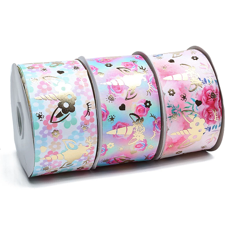 (50 ярдов/партия) Новое поступление 3 &quotЗолотой Единорог горячая фольга печатная