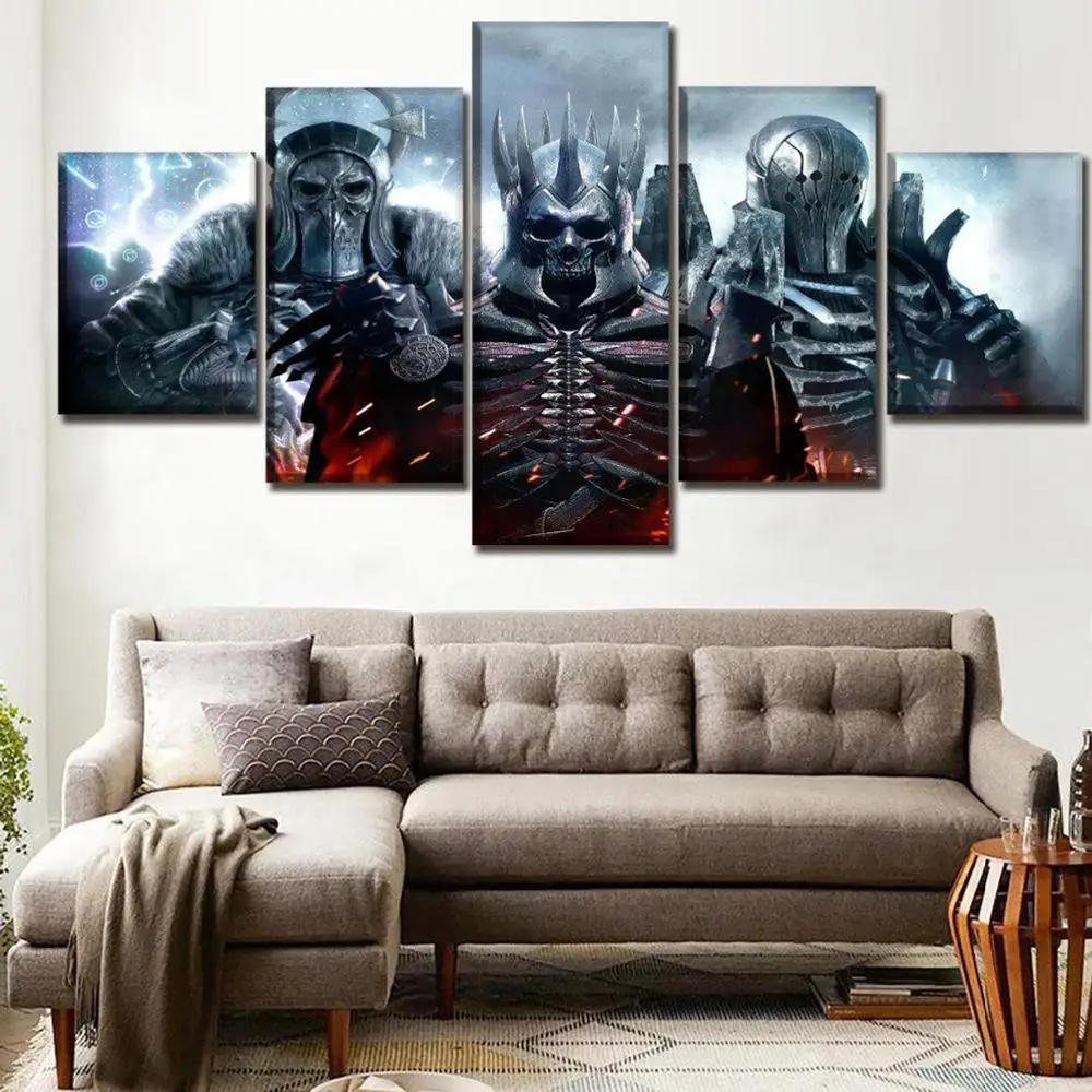 

5 Piece Wall Art Canvas Game Figure Death Knight Posters And Prints Modern Home Living Room & Bedroom Decoration Paintings