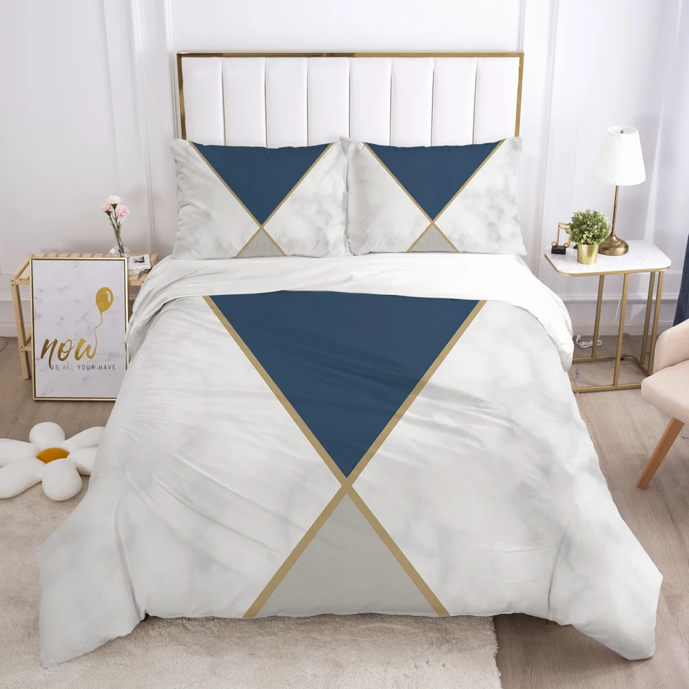 3D Bedding Set Comforter Duvet Cover Pillowcases Luxury Bed Linens Queen King Europe Russia Size Nordic Marble Geometry | Дом и сад