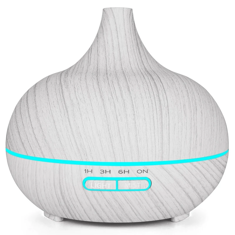 

400Ml Ultrasonic Electric Air Humidifier Aroma Oil Diffuser White Wood Grain 7 Colors Led Lights for Home
