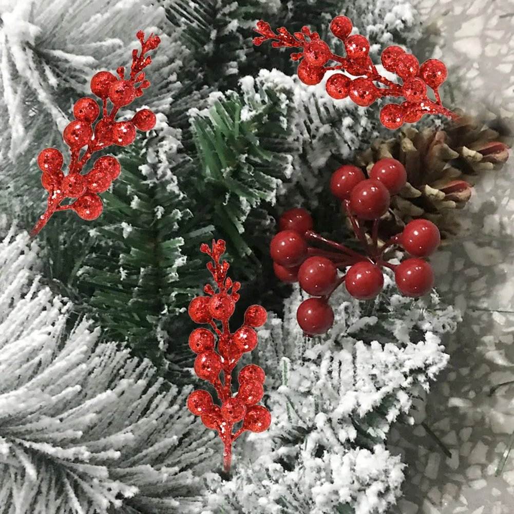 3pcs Christmas Tree Decoration Glitter Berry Hanging Baubles Foam Fruit Ball DIY Garland Decor for Xmas Party fake flower new | Дом и сад