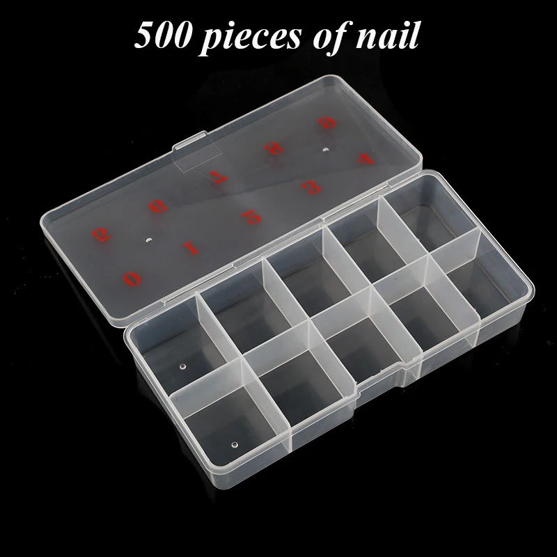 Translucent False Nail Numbers Manicure Tool Clear Natural Storage Case Nail Box Empty Storage 10 Grids Nail Art Box Storage