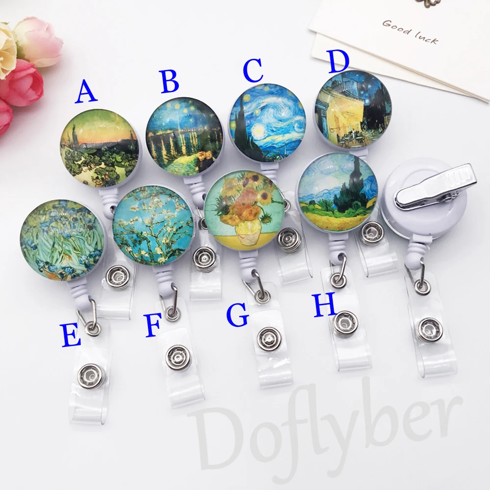 Выдвижной Значок Ван Гог с подсолнухами для медсестер и врачей бейдж именной