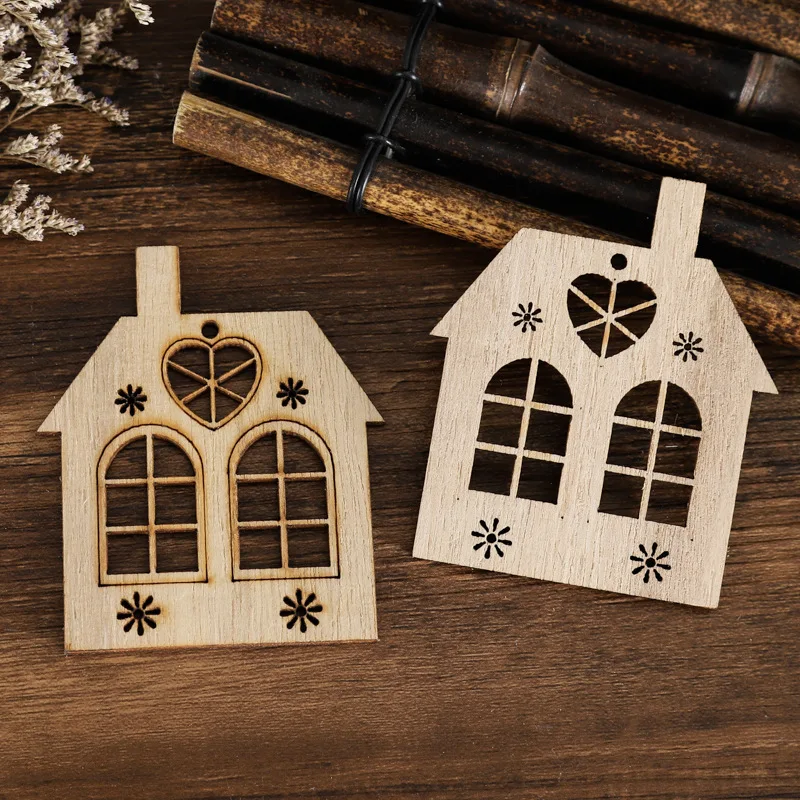 10 шт./компл. рождественский дом 2021 деревянная подвеска сделай сам подвесное