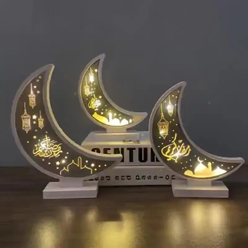 

Ramadan Decorations Acrylic Wooden Moon Led Lights EID Mubarak Home Decor Islam Muslim Event Party Supplies Eid al-Fitr Decor