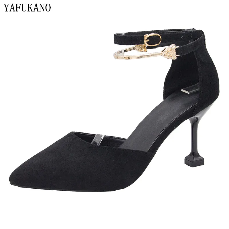 

Fashion High Heels Shoes Women Pumps Buckle Strap Sexy Thin High Heels Pointed Toe Non-slip Fashion Ladies Shoes Size 34-40